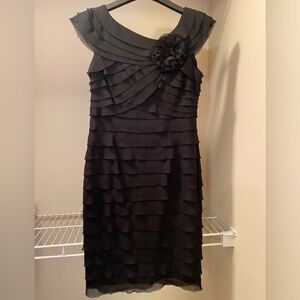 Black London Style Nights dress size 10 with cap sleeves and back zip